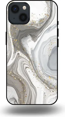 Produktbild von Smartphonica Handytasche passend für iPhone 13 mit Marmordruck - TPU Rückseitenschutzhülle Marmordesign - Silber