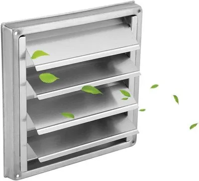 Image de Hotte carrée en acier inoxydable - 150 mm - pour salle de bains, cuisine, bureau - grille d'aération carrée - grille à lamelles et à ailettes inclinées