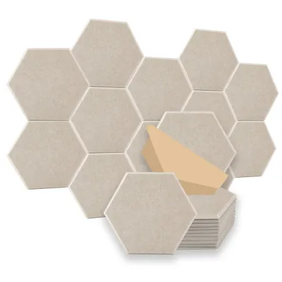 Produktbild von 12 Stücke Hexagon Akustikpaneele Schallabsorber schalldämmung paneele für Studio Büro Akustische Behandlung und Gaming deko Hellbraun