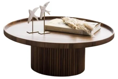 Produktbild von Eleganter Brauner Rundtisch Exklusive Kaffeetische Wohnzimmer Möbel