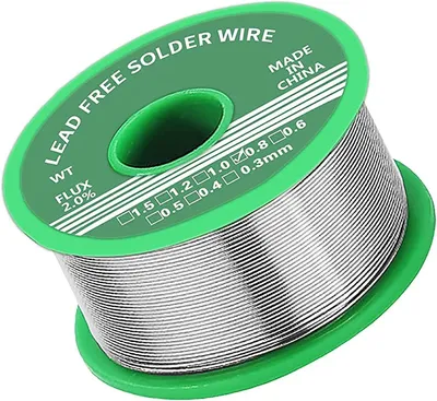 Produktbild von 0,8 mm Lötdraht, bleifreies Lot Sn99.3Cu0.7, Lötdraht mit Kolophoniumkern zum elektrischen Löten, Reparieren von Haushaltsgeräten (20 g/0,8 mm)