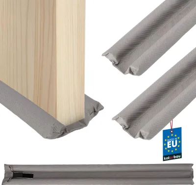 Produktbild von KOTARBAU® 2er Set Türdichtung aus Schaumstoff 95 cm Zugluftstopper für Türen 30 mm Doppeldichtung Zuschneidbar Schallschutz Türbodendichtung Tür Windschutz Grau
