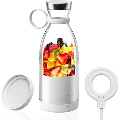 Produktbild von 350 ml Tragbarer Smoothie Maker, USB Saftmixer mit Akku 700 mAh, 4-Klingen Edelstahl, Magnetladung, Mini Mixer