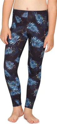 Image de Leggings longs en coton pour fille Merry Style MS10-337 (bleu marine/feuilles bleues, taille 116)