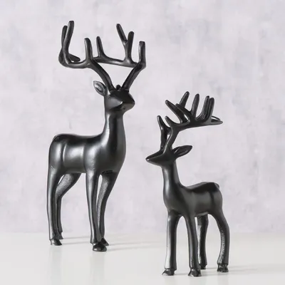 Image de Boltze Figur Thielo (2 Teilig, Höhe 25-35 cm, Farbe Schwarz, Elchfigur) 2037112