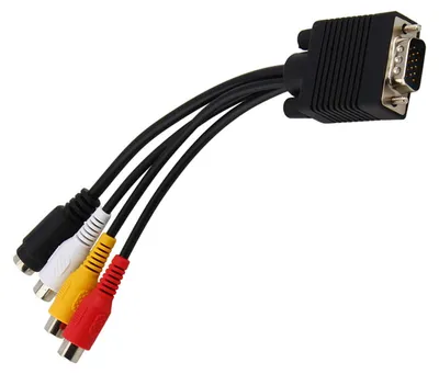 Zdjęcie produktu dla Przelotka VGA/SVGA na S-Video z 3 złączami RCA do telewizora – kabel przejściowy do komputera stacjonarnego lub laptopa