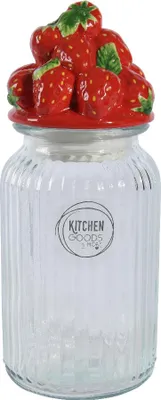 Produktbild von Vorratsglas Erdbeere 26,5 cm Glas/Steingut