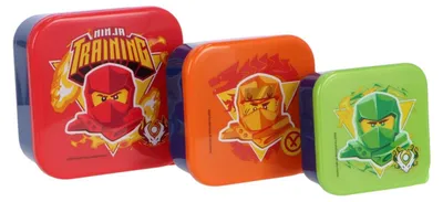 Produktbild von Lego Ninjago 3-in-1 Snackbox-Set für Schule, stapelbar & wiederverwendbar