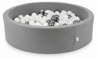Obrázok produktu pre Suchý sivý bazén 110x30 so 400 loptičkami: Biela, perleťová, metalická grafitová