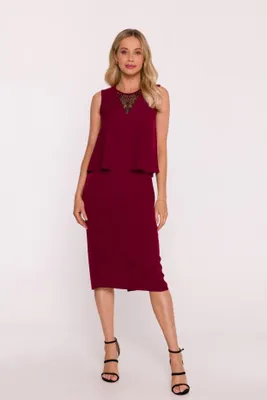 Obrázek produktu pro BeWear Dámské midi šaty Micromosm S422 bordó S