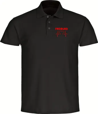 Produktbild von multifanshop Poloshirt - Freiburg - Herzschlag, schwarz, Größe L