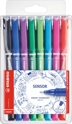 Produktbild von Fineliner mit gefederter Spitze - STABILO SENSOR F - fein - 8er Pack - mit 8 verschiedenen Farben