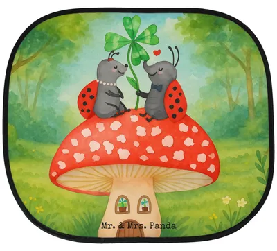 Produktbild von Mr. & Mrs. Panda Sonnenschutz Auto Marienkäfer Fliegenpilz Design - Weiß - Geschenk, saugnapf, Fleigenpilzhaus, Wohnung, Sonnenblende, Haus, Zuhause, Lustige Sprüche