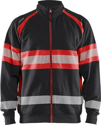 Produktbild von Blakläder High Vis Sweatjacke 3551, Farbe:Schwarz/High Vis Rot, Größe:M