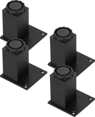 Imagen del producto de Juego de 4 patas ajustables para muebles, fabricadas en aleación de aluminio, con base cuadrada de 80 mm, ideales para sofás y armarios