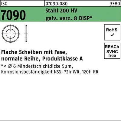 Produktbild von Reyher  Scheiben ISO 7090 8(8,4x16x1,6) HV, Zn8 (1000 Stück)