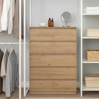 Produktbild von Kommode mit 5 grifflosen Schubladen Artisaneiche Thekla