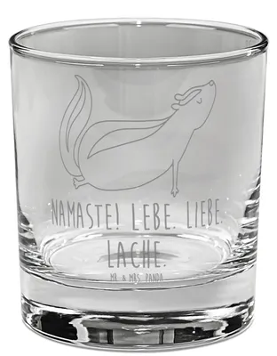 Produktbild von Mr. & Mrs. Panda Tumbler Stinktier Yoga - Transparent - Geschenk, Liebe, Cocktailglas, Glas, Longdrinkglas, Wildtier, für Gin, Skunk, Raubtier, Namaste, Ballonglas