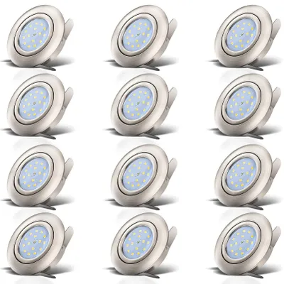 Produktbild von B.K.Licht - 12er Set LED Einbaustrahler 230V 4,8W ultraflach schwenkbar, 68mm Lo