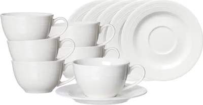 Produktbild von Ritzenhoff & Breker Levi Kaffeetasse mit Untertasse 6er Set - Weiß
