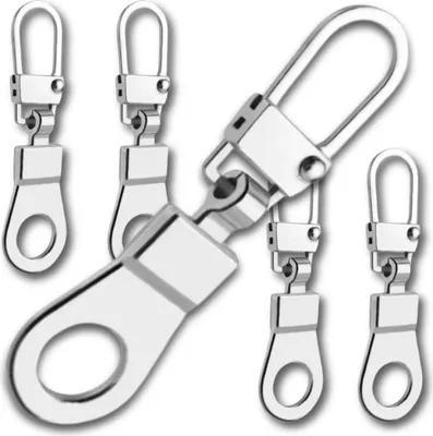 Produktbild von Set mit 5 silbernen Metallanhängern für runde Reißverschlüsse
