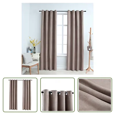Image de The Living Store Rideaux occultants avec œillets métalliques 2 pcs. Taupe 140x225 cm