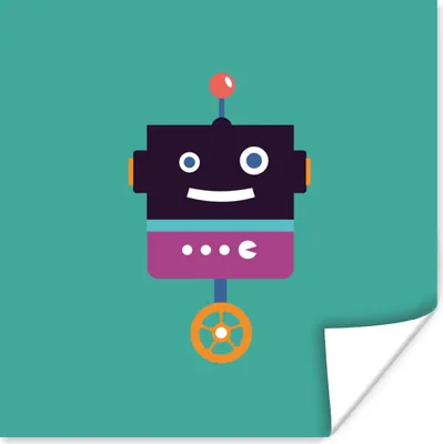 Produktbild von MuchoWow® Poster Roboter - Rad - Lila - Grün - Jungen - Kinder 75x75 cm - Wand Dekoration