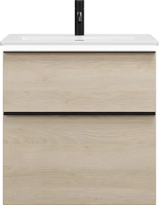 Image de burgbad Eqio Slim lavabo en céramique avec meuble sous-lavabo et éclairage LED, 620x490x640mm, SHBU062F3180C0001G0252