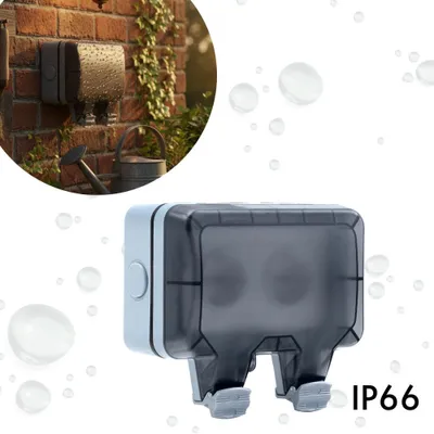 Produktbild von Außensteckdose IP66 2-fach wasserdicht abschließbar Outdoor Doppel Steckdose