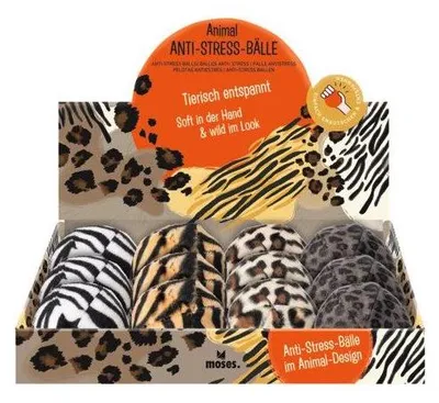 Produktbild von Anti-Stress-Ball Animal, sortiert, weiche Plüschoberfläche, Tiermuster