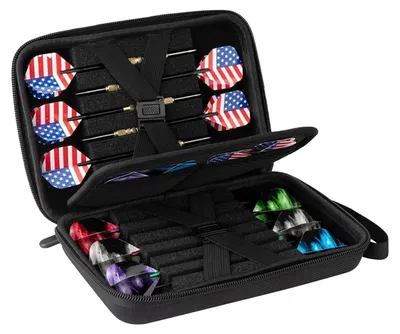 Produktbild von Darts-Etui – 12 Darts – Aus EVA- und Oxford-Material – Schwarz – 20,45 x 14,45 x 5,49 cm
