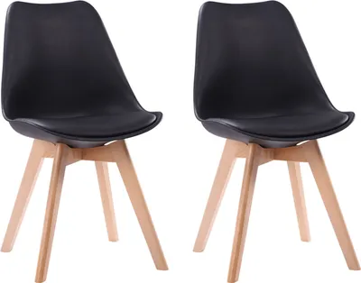 Image de Lot de 2 chaises scandinaves NORA noires avec coussin