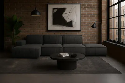 Produktbild von Kaiser Möbel Ecksofa Cursal L-Form, Stoff Poso, Grau + Hocker, Links