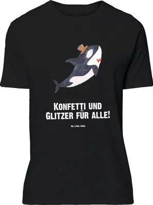 Produktbild von Mr. & Mrs. Panda Größe L T-Shirt Orca Zylinder - Schwarz - Geschenk, Fete, Shirt, Meer, Tshirt, Fest, mit Spruch, Geburtstag, Glückwunsch, Narwal