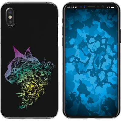 Produktbild von PhoneNatic Case kompatibel mit Apple iPhone X / XS Silikon-Hülle Floral Katze M2-4