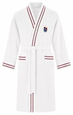Obrázek produktu pro Župan TAÇ Trabzonspor s límcem na šálu pro muže a ženy – velikost L – 100% bavlněný župan – s elegantní výšivkou GS – vínově modrý