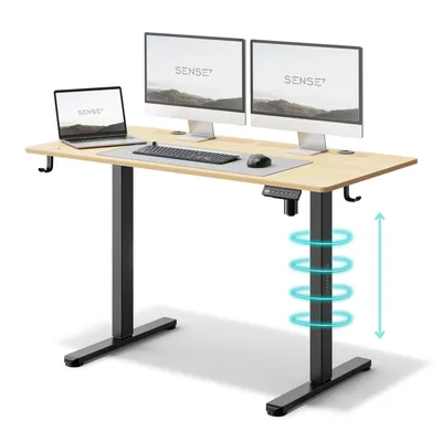 Produktbild von SENSE7 Höhenverstellbarer Schreibtisch Nojo 120x60 Kiefer Elektrisch Gaming Tisch Computertisch Standing Desk PC Tisch Memory Funktion Kabelmanagement