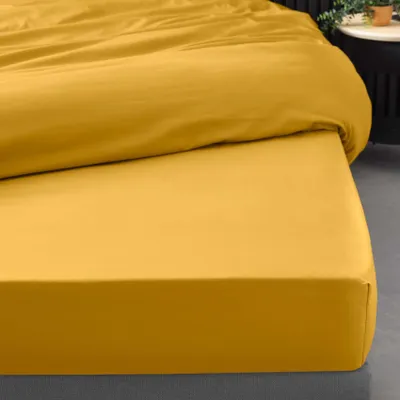 Image de Drap housse - Douceur d'Intérieur - percale - Percale de Coton 78fils - 190x140cm - jaune