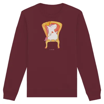 Produktbild von Mr. & Mrs. Panda Baumwoll Pullover Einhorn Prinzessin Größe M - Burgundy - Geschenk, Sweater, Unicorn, Geburtstagsgeschenk, Sweatshirt, Geburtstag, Monat, Pulli