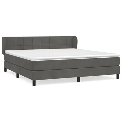 Image de vidaXL Lit boxspring avec matelas gris foncé 180x200 cm velours