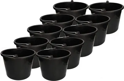 Image de KOTARBAU Lot de 10 seaux de chantier 16L en plastique Seau à plâtre Seau à mortier Seau à ciment Seau à eau Seau de jardin Seau en plastique Noir