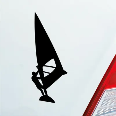 Produktbild von Auto Aufkleber Windsurfer Wind Surfer Surfing Kite 12x5 cm Schwarz Matt Sticker Heckscheibenaufkleber