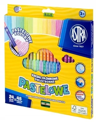 Immagine prodotto di Matite triangolari bifacciali 24-48 colori pastello +tmp Astra