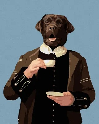 Produktbild von Zuty - Malen nach Zahlen - KÖNIGLICHER HUND UND KAFFEE, 40x50 cm, mit Keilrahmen (bereits gespannt)