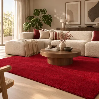 Produktbild von Hochflor Shaggy Teppich Palace Weinrot in 24 Größen, Größe:160x200 cm