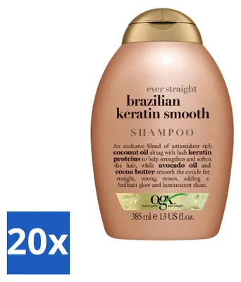 Obrázek produktu pro 20 kusů šamponu OGX Brazilian Keratin Therapy – posilující a vyhlazující – 385 ml – výhodná sada