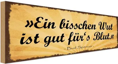 Produktbild von vianmo Holzschild 10x27 cm ein bisschen Wut gut für`s Blut Spruch Zitat