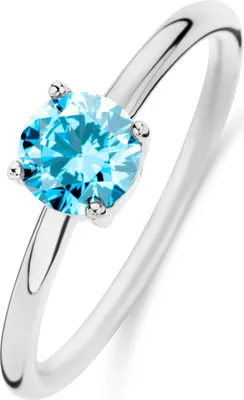 Produktbild von Neu Bling 9NB-1126-52 Silber Ring mit Zirkonia Stein - Hellblau - 6mm - Größe 52 - Rhodium - Silber