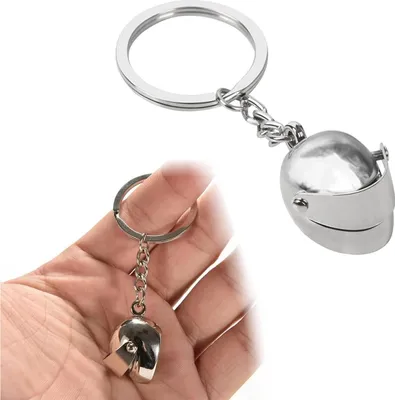 Produktbild von Schlüsselanhänger aus silbernem Metallhelm | Originelles Geschenk