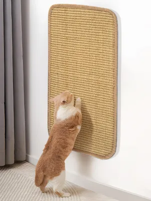 Immagine prodotto di Tappetino graffiante in sisal 50x25 cm, nastro in velcro, biadesivo, parete graffiante per gatti